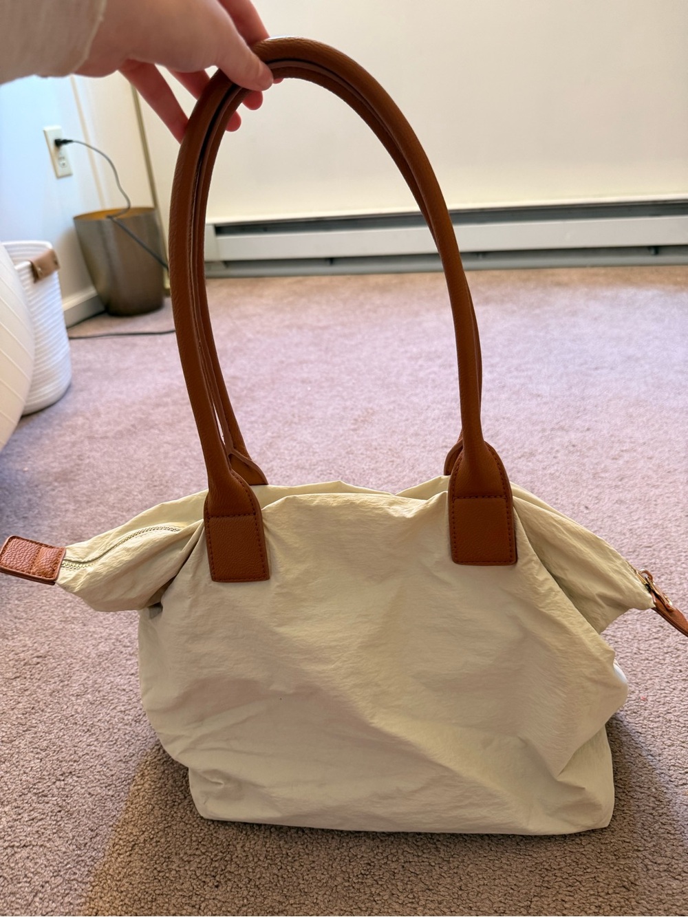 Universal Thread Cream Shoulder Bag with Tan Handles
